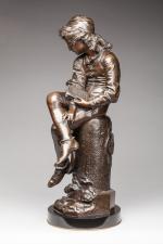 Giulio MONTEVERDE (istagno, 1837 - Rome, 1917)
"Le jeune Christophe Colomb".
Bronze...