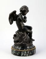 Étienne-Maurice FALCONET (Paris, 1716 -1 791), d'après
"L'Amour menaçant"
Bronze patiné. Socle...