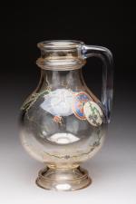 Eugène ROUSSEAU (Paris, 1827 - 1890)PICHET en cristal,à panse bombée...