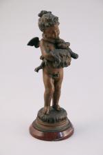 Henryk KOSSOWSKI (Cracovie, 1855 - Paris, 1921)Amour frileux.Statuette en régule,...