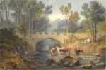 Hyppolite LECOMTE (Puiseaux 1781 - Paris 1857)La halte de cavaliers.Aquarelle...
