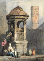 Samuel PROUT (Plymouth 1783 - Camberwell 1852)Femmes à la fontaine.Aquarelle,...