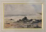Eugène FROMENTIN (La Rochelle, 1820-1876)
Côte d'albâtre. 
Aquarelle.
Haut. 15,5, Larg. 24,5...
