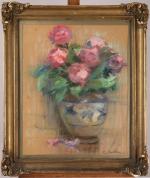 C. CARLIER (XIX-XXe)Vase de roses.Pastel signé en bas à droite.Haut....