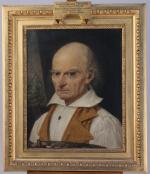 René GOUZIEN (XVIIIe)Portrait de Charles-François Nivard à la palette.Toile.Haut. 35,...