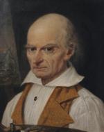 René GOUZIEN (XVIIIe)Portrait de Charles-François Nivard à la palette.Toile.Haut. 35,...