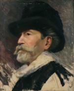GILLY ? (XIXe)Portrait d'homme au chapeau.Toile. Haut. 46, Larg. 38...