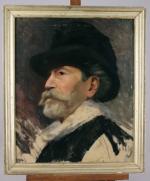 GILLY ? (XIXe)Portrait d'homme au chapeau.Toile. Haut. 46, Larg. 38...