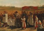 Jules BRETON (1827-1906), d'après "La bénédiction des blés."Toile.Haut. 65, Larg....
