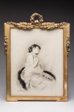 Léo HERMANN (Paris, 1853-1927)
Femme au boa.

Encre et estompe, signée en...