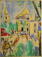 John Rankine BARCLAY (1884-1962) Montmartre, le Sacré-Coeur.Aquarelle gouachée signée. Envoi...