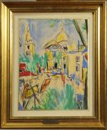 John Rankine BARCLAY (1884-1962) Montmartre, le Sacré-Coeur.Aquarelle gouachée signée. Envoi...
