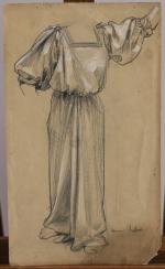 Maurice CHABAS (1862 - 1947)Étude de costume, femme debout.Dessin graphite,...