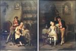 François Louis LANFANT DE METZ (1814-1892)Scènes galantes.Paire de toiles signées.Haut....