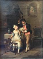 François Louis LANFANT DE METZ (1814-1892)Scènes galantes.Paire de toiles signées.Haut....