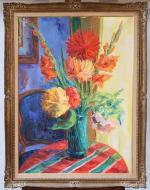 Serge MENDJISKY (né en 1929)Bouquet de fleurs, dahlias et glaïeuls,...