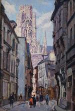 Adrien SEGERS (1876-1950)Rouen, vue de l'abbatiale Saint-Ouen.Toile signée en bas...