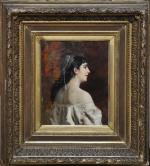 Ignace SPIRIDON (1869-1900)Femme au bonnetHuile sur panneau signée en haut...