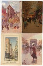 [PARIS] 110 cartes postales anciennes et cpsm, illustrations et gravures,...