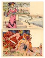 [ILLUSTRATEUR] 19 cartes postales artistiques illustrées par Ernest Louis LESSIEUX,...