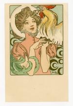 [ILLUSTRATEUR] 4 cartes postales artistiques illustrées par Alfons MUCHA, 5ème...