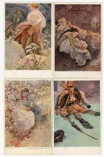 [ILLUSTRATEUR] 15 cartes postales illustrées par Alfons MUCHA, Époque Tchécoslovaque,...