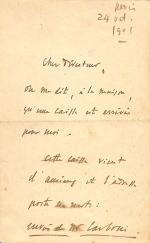 Jules MASSENET (1842-1912), 2 pièces
L.A.S., Paris, 24 octobre 1901, 4...