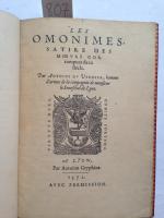 DU VERDIER, Antoine.  Les Omonimes, satires de moeurs corrompus...
