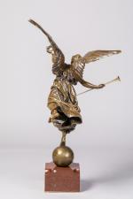 Louis-Ernest BARRIAS (Paris, 1841 - 1905)"La Renommée".Bronze à patine médaille...