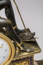 Exceptionnelle PENDULE de L'AMÉRIQUE par DEVERBERIEen bronze ciselé, doré et...