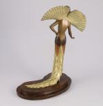 ERTÉ (1892 - 1990)Danseuse oiseau.Bronze à patine polychrome et or...