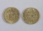 ESPAGNE. Charles IV. DEUX PIÈCES de 2 escudos or. Madrid,...