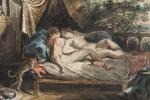 d'après Johan Heinrich RAMBERG (1763-1840) Venus et Adonis. Lithographie aquarellée...