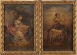 Alexandre Évariste FRAGONARD (1780-1850), d'après Portrait de dame.Deux reproductions.Haut. 21,5...