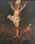 École FRANÇAISE vers 1720
Christ en croix avec la Madeleine en...