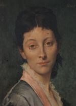 Jules Élie DELAUNAY (1828-1891)Portrait de dame. Toile signée en haut...