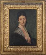 Jules Élie DELAUNAY (1828-1891)Portrait de dame. Toile signée en haut...
