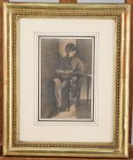 François BONVIN (Paris, 1817 - Saint-Germain-en-Laye, 1887)L'homme qui lit, 1844.Mine...