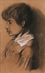 François BONVIN (Paris, 1817 - Saint-Germain-en-Laye, 1887)Portrait d'un jeune garçon.Dessin...