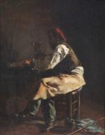 François BONVIN (Paris, 1817 - Saint-Germain-en-Laye, 1887)
"Vieux au fumoir", 1847.

Huile...