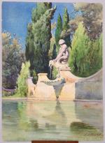 Ernest LESSIEUX (La Rochelle, 1848 - Menton 1925) " Jardin...