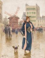 Henri Gaston DARIEN (Paris, 1864 - 1926)
Femme au chien devant...