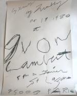 Cy TWOMBLY (1928-2011)Affiche d'une exposition à la galerie Yvon Lambert,...