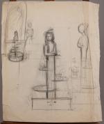 Raoul DUFY (1877-1953)Buste de femme en porte-bouquets.Gouache sur papier signée...
