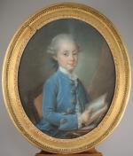 École FRANÇAISE du XVIIIe.Portrait d'un jeune garçon étudiant et d'une...