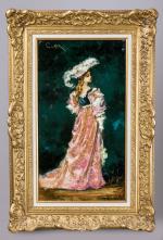 Jean CLAIR-GUYOT (Melun, 1856 - Paris, 1938)Élégante à la robe...