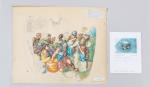 Ulysse BERTRAND (1851-1941)Lot composé de dessins originaux, d'aquarelles et de...