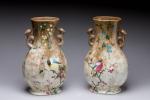 Jean CACHIER (1855-1924)Paire de vases chinois, c. 1880en barbotine émaillée...