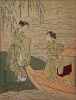 JAPON, d'après - XXeReproduction d'une estampe figurant deux dames de...
