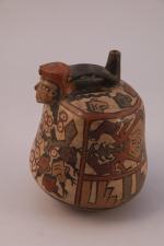 PÉROU, Nazca - XXeGOURDE anthropomorphe en terre cuite à décor...
